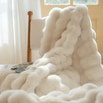Bubble Fleece Throw Blanket – Ultra Soft Rabbit Fur, Cozy Fluffy Blanket for Couch & Bed – Perfect Gift for Mom