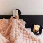 Bubble Fleece Throw Blanket – Ultra Soft Rabbit Fur, Cozy Fluffy Blanket for Couch & Bed – Perfect Gift for Mom