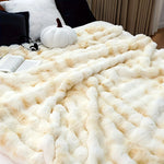 Bubble Fleece Throw Blanket – Ultra Soft Rabbit Fur, Cozy Fluffy Blanket for Couch & Bed – Perfect Gift for Mom