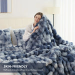 Bubble Fleece Throw Blanket – Ultra Soft Rabbit Fur, Cozy Fluffy Blanket for Couch & Bed – Perfect Gift for Mom