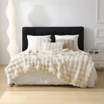 Bubble Fleece Throw Blanket – Ultra Soft Rabbit Fur, Cozy Fluffy Blanket for Couch & Bed – Perfect Gift for Mom